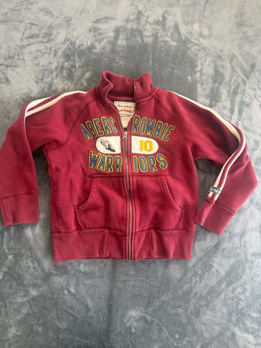 Vintage Abercrombie & Fitch Red Full Zip Track Jacket Hoodie Warriors 10 Size S